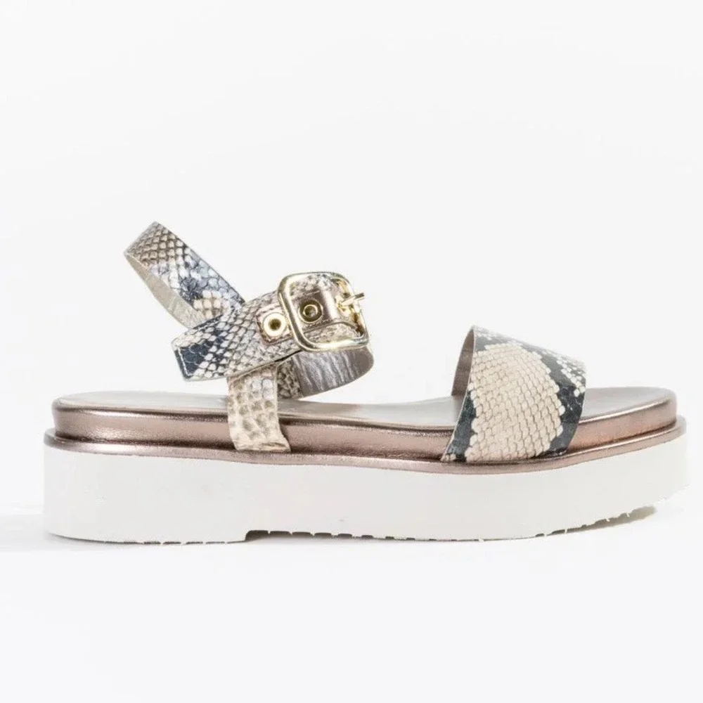 AGL Attilio Giusti Leombruni Snakeskin Platform Wedge Sandals Dusty Italian 37.5
